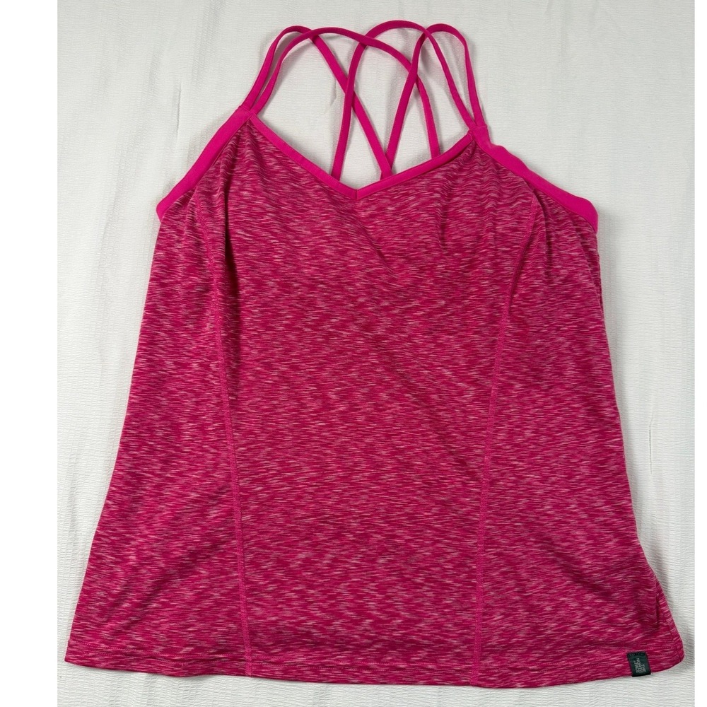 The North Face Pink Space Dye Strappy Back Active Tank Top Womens XL